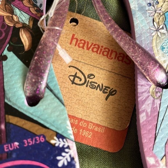 Brand New Havaianas Flip Flops Disney Frozen Anna Elsa Sisters Purple Sandals - Picture 5 of 12